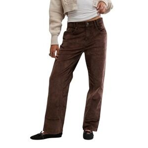 NWT WE THE‎ FREE Brown Risk Taker Corduroy Straight Leg Pants Womens Size 29x29